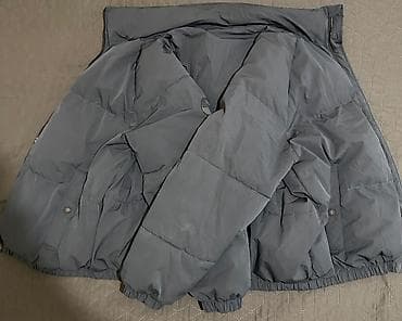 Bershka kişi puffı şişmə qış gödəkçəsi - Rəng: tünd boz/navy - Model — 4