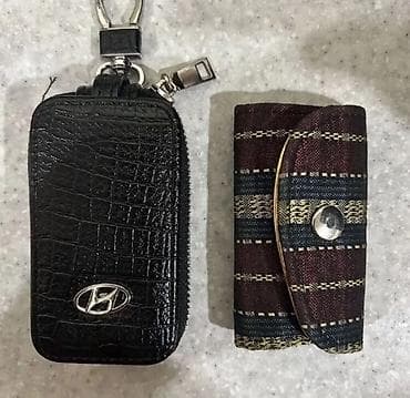 elantra aksesuar: Avtomobil açarı üçün dəri açarlıq/çəlik kisəsi - Material: qara — 1