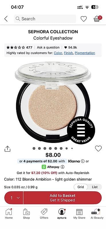 versage sep: Sephora tekli göz kölgesi — 1