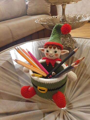 stilus qələm: Əllə toxunmuş dekorativ qələm/qutucuq – maral fiqurlu - Material — 7