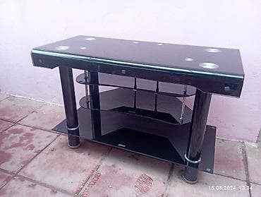 Мебель для дома: Б/у, Прямой ТВ стенд, С полками, Стеклянный — 1