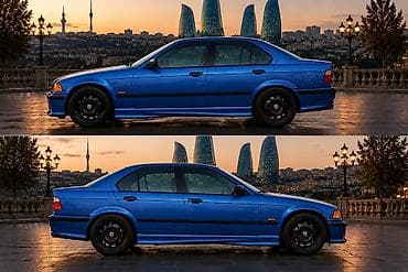 sam diskiler: BMW 3 Series E36 sedan – mavi/göy rəngdə, M paket optikası ilə — 4