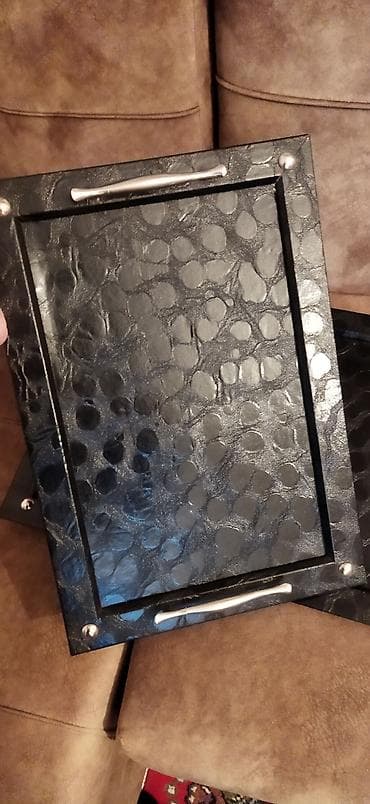 keci pendiri: Məhsul: 2 ədəd dekorativ servis boşqabı/tray seti - Rəng: qara - — 4