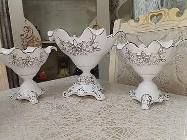 balaca direl: 3 hissəli dekorativ meyvəqabı dəsti - Material: keramika/porcelan — 2