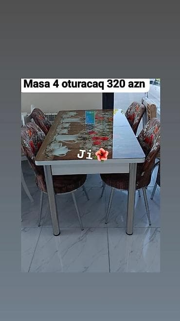 dolab metbex: Mətbəx/dining dəsti – masa və 4 ədəd stul - Komplekt: 1 masa + 4 stul — 1