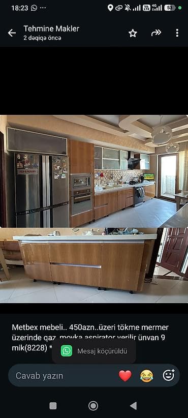 Metbex mebeli. 450azn. üzeri tökme mermer üzerinde qaz, moyka — 1