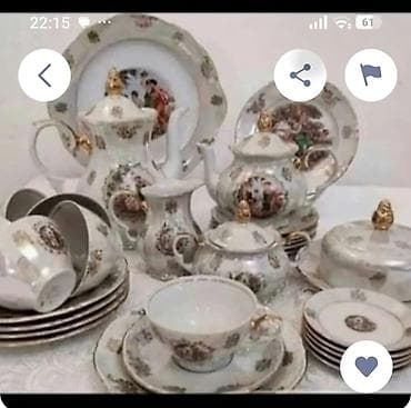 cay dəsti: Çay dəsti, rəng - Ağ, Farfor, Madonna, 6 nəfərlik, Almaniya — 2