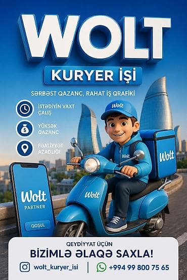 İş: Moto-kuryer tələb olunur, Gündəlik ödəniş, Təcrübəsiz — 1