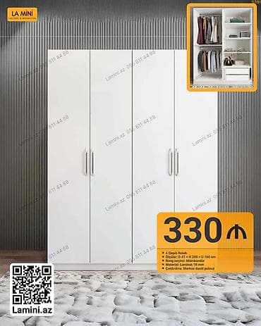 4 qapılı, Siyirməli, Ağ, Digər material, Açılan, Düz dolab lalafo.az -da 4 qapılı, Siyirməli, Ağ, Digər material, Açılan, Düz dolab