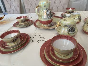 vilka qasiq desti: Çay dəsti, rəng - Qızılı, Farfor, Geisha, 6 nəfərlik, Yaponiya — 5