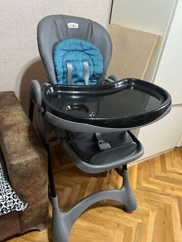 qidalandırmaq üçün uşaq stul yelləncək: Uşaq yemək stulu – Kidilo - Rəng: boz-qara gövdə, mavi iç oturacaq. - — 2