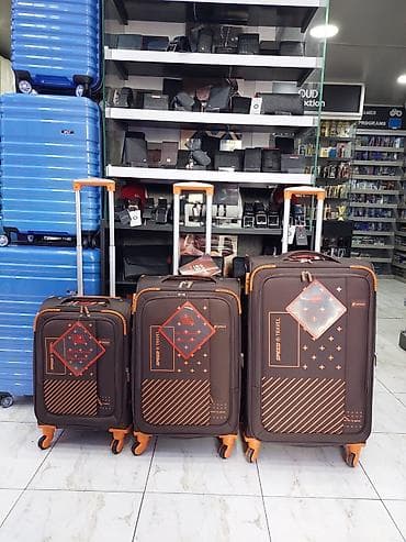 3‑lü səyahət çamadanı dəsti - Material: parça/kumaş korpus, möhkəm