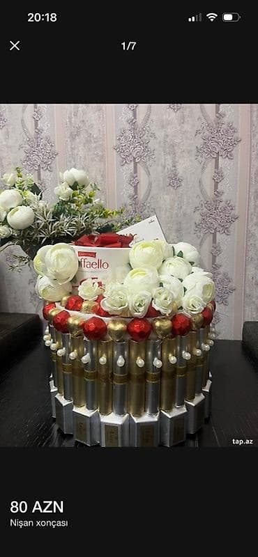 Nişan xonçası – zərif dekorlu hədiyyə kompozisiyası. Nişan üçün