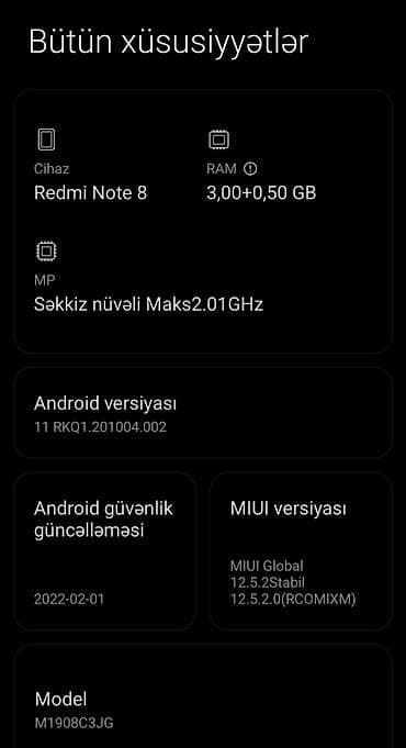 resmi 9 t: Redmi Note 8, 32 GB, rəng - Mavi, Barmaq izi — 6