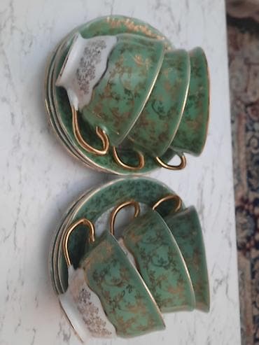 cay: Çay dəsti, rəng - Yaşıl, Farfor, 6 nəfərlik — 3