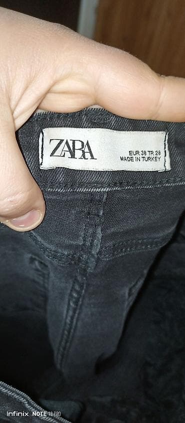 cibli şalvar: ZARA qadın cins şalvar - Rəng: qara - Kəsim: skinny/boru dar, bel — 2