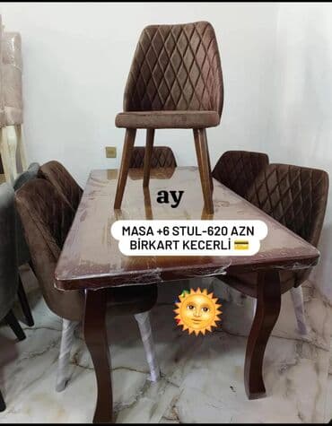 Qonaq otağı üçün, Yeni, Dördbucaq masa, 6 stul