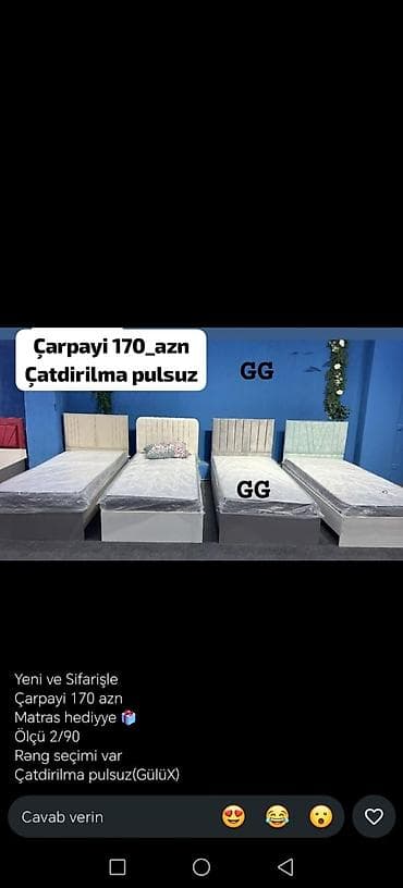 dosekler: Çarpayı – tək nəfərlik model - Qiymət: 170 AZN (1 ədəd) - Ölçü: 90×200 — 2
