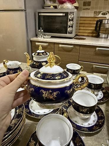 lipid cay: Çay dəsti, rəng - Göy, Farfor, 6 nəfərlik — 3