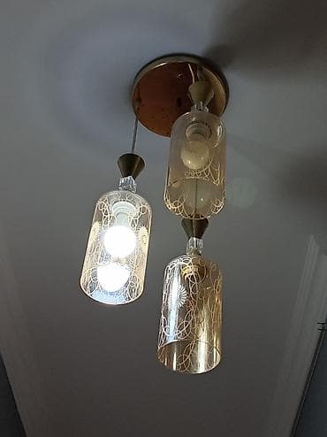 asma tavan: Çılçıraq, 3 lampa, Şüşə — 1