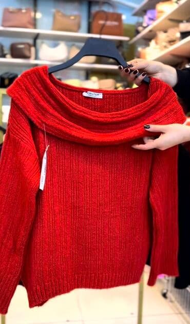 qadın jaketi: Sviter, One size, rəng - Qırmızı — 1