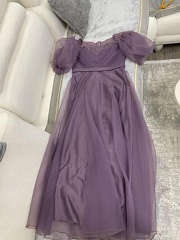 cins don: Bənövşəyi rəngdə zərif ziyafət/nikah geyimi. - Model: A-kəsim, uzun — 1