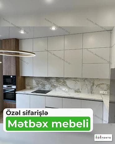 Özəl sifarişlə hazırlanmış müasir mətbəx mebeli - Dizayn: Minimalist