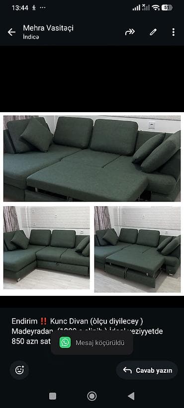 divan satisi: Endirim ‼️ Kunc Divan (òlçu diyilecey ) Madeyradan (1800 e alinib ) — 1