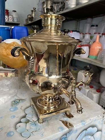 səmavar: Misin (pirinç) materialdan klassik samovar - Əlvan parlaq pirinç — 5