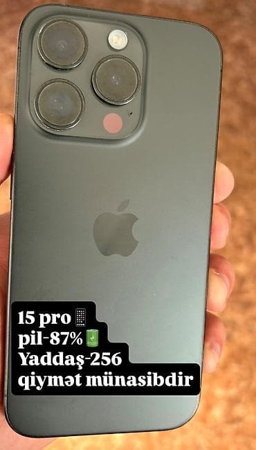 iphon 15: IPhone 15 Pro, 256 GB, Black Titanium, Zəmanət, Face ID, Sənədlərlə — 1