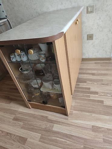 тумбы для посуды: Mətbəx üçün künc bufet/komod - Material: ağac teksturalı laminat — 1