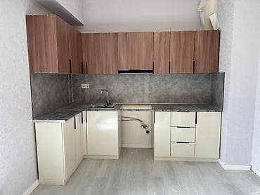 Mətbəx mebeli dəsti - Plan: L formalı quruluş, həm alt, həm də üst