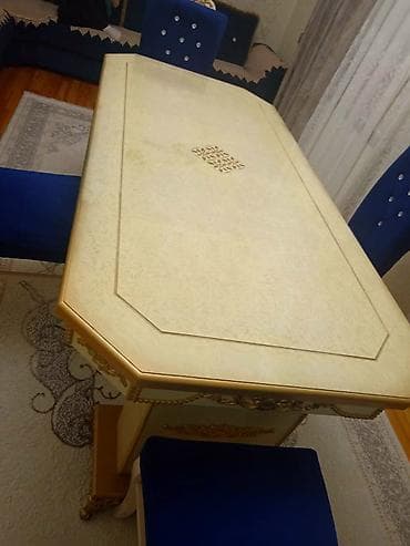 stol 2ci əl: Qonaq otağı üçün, İşlənmiş, Açılmayan, Dördbucaq masa, 4 stul — 3