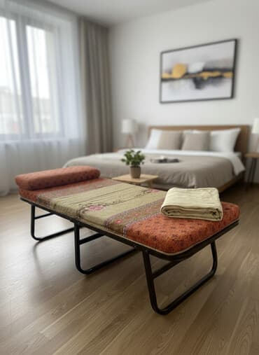 açılıb yığılan stul: Təknəfərlik çarpayı, Bazasız, Matras ilə, Siyirməsiz — 1