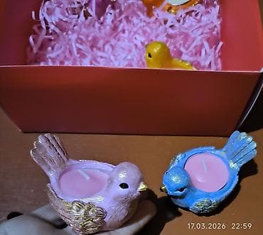 Картины и портреты: Dekorativ şam dəsti – “Quş” fiqurlu tealight şamqabıları Məhsul — 3