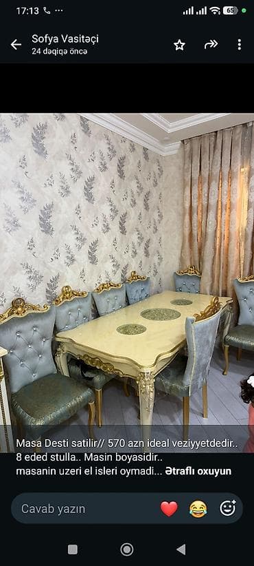 Masa Desti satilir// 570 azn ideal veziyyetdedir. 8 eded stulla at lalafo.az Masa Desti satilir// 570 azn ideal veziyyetdedir. 8 eded stulla