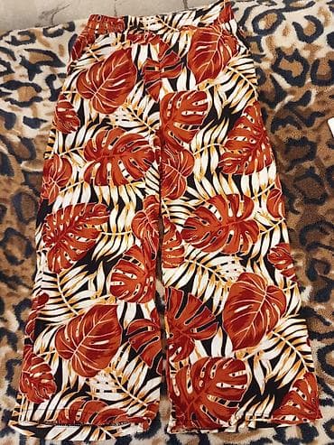 Baş geyimləri: Qadın geniş kəsimli yay şalvarı - Model: Palazzo/culotte tipli, geniş — 2