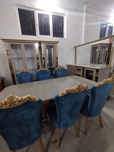 Tavalar: Qonaq otağı üçün, Açılmayan, Dördbucaq masa, 6 stul — 6