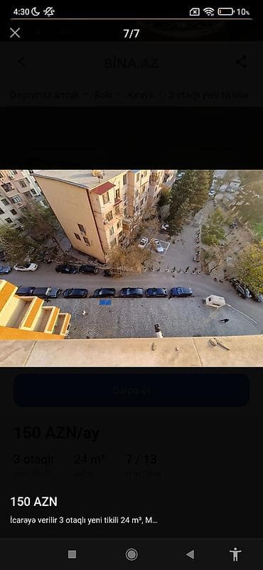 шеки: Kirayə verilir: 3 otaqlı yeni tikili mənzil - Sahə: 24 m² (elan — 2