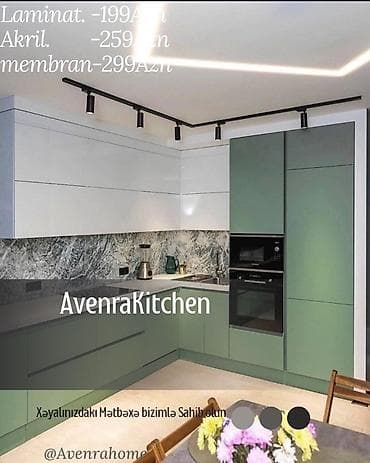 kuxna mebeller: Sifarişlə mətbəx dəsti, Özü çəkən petlələr, Sadə laminat, Kredit var, Pulsuz çatdırılma, Ödənişli çatdırılma, Rayonlara çatdırılma — 9