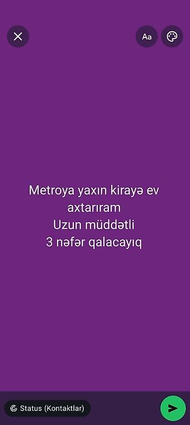 Uzunmüddətli kirayə mənzil axtarılır. Metroya piyada yaxın məsafədə