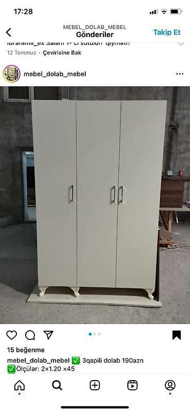 3 qapılı, Bej, Açılan, Düz dolab