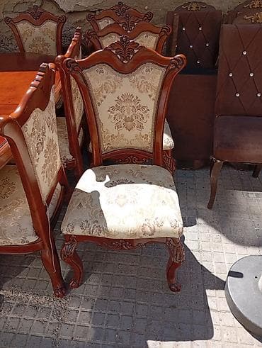 paddon taxta: Qonaq otağı üçün, İşlənmiş, Açılan, Dördbucaq masa, 8 stul — 6