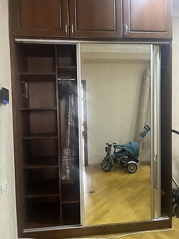 dolab yataq: 2 qapılı, Güzgülü, Qəhvəyi, Digər material, Kupe, Düz dolab — 1