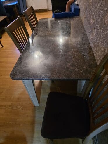 стол деревянный кухонный: Для кухни, Нераскладной, Прямоугольный стол, 4 стула — 2