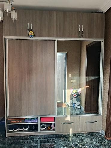 kupe: Qarderob-dolab - Material: laminat (açıq qəhvəyi ağac teksturası) — 2