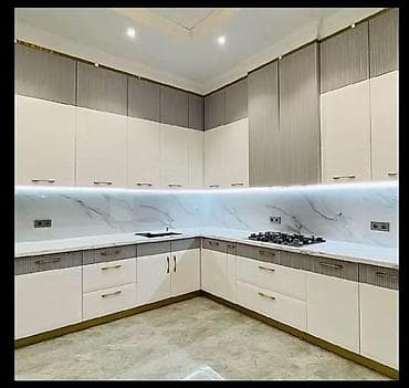 merbex mebeli: Mətbəx mebeli dəsti – müasir “L” planlaşdırma - Dizayn: ağ və açıq — 2