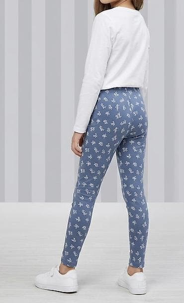 usag oyuncaglari: Qız uşaqları üçün naxışlı leggins - Rəng: göy - Dizayn: bütün səthdə — 1