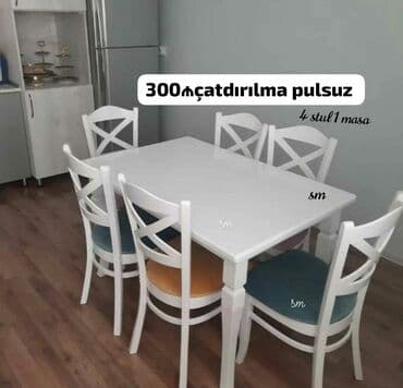 стол для кухни: Для кухни, Новый, Нераскладной, Прямоугольный стол, 4 стула — 2