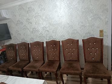 stul ustu: Yemək otağı üçün klassik üslubda yumşaq stullar dəsti. - Material — 6